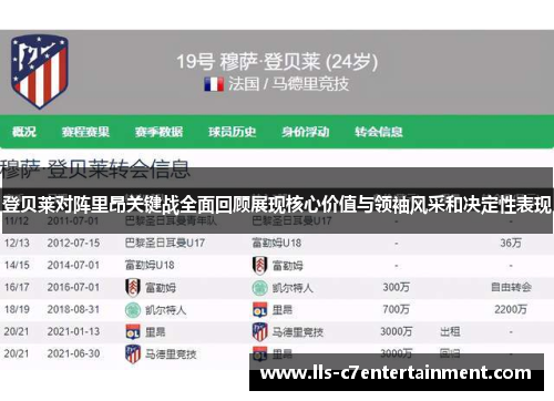 登贝莱对阵里昂关键战全面回顾展现核心价值与领袖风采和决定性表现